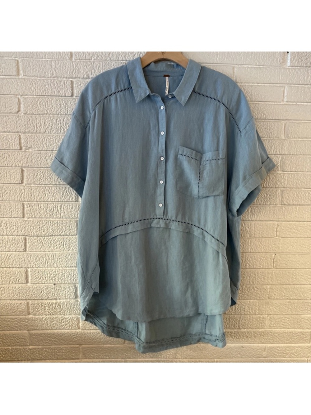 FREE PEOPLE COTTON WEEKENDER TOP LARGE - Picture 2 of 6
